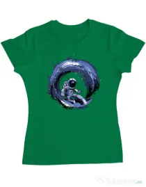 Tricou ADLER dama Surfing in space Verde mediu