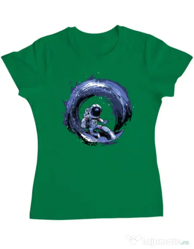 Tricou ADLER dama Surfing in space Verde mediu