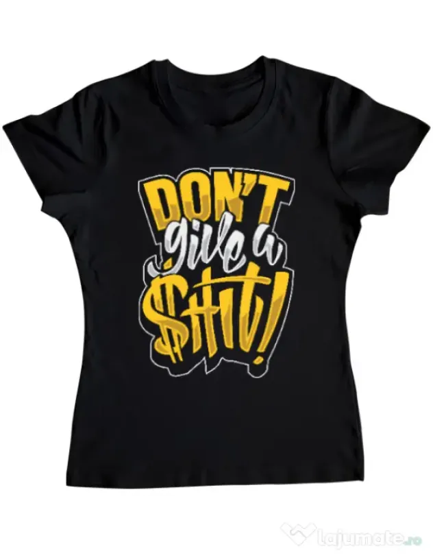 Tricou ADLER dama Don't give a shit Negru