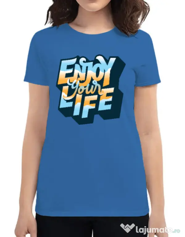 Tricou ADLER dama Enjoy your life Albastru azuriu