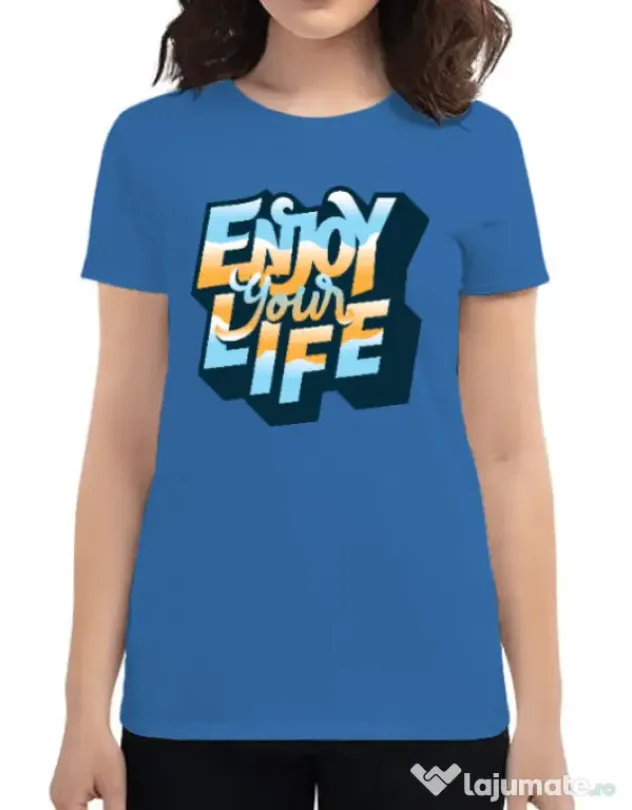 Tricou ADLER dama Enjoy your life Albastru azuriu
