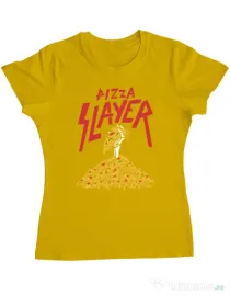 Tricou ADLER dama Pizza slayer Galben