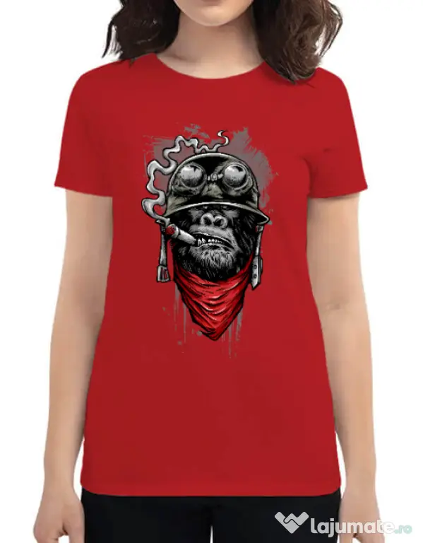 Tricou ADLER dama Ape of duty Rosu
