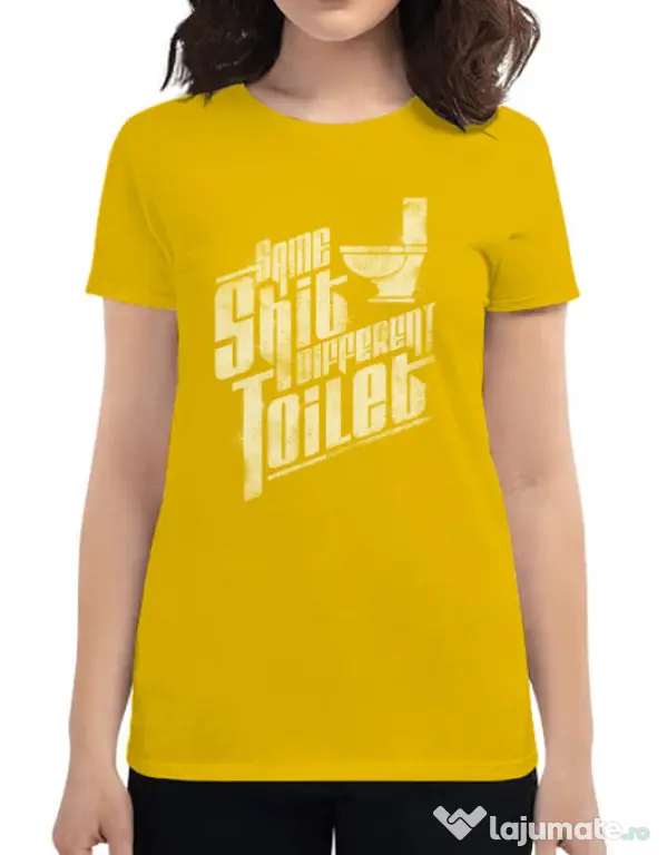 Tricou ADLER dama Same shit Galben