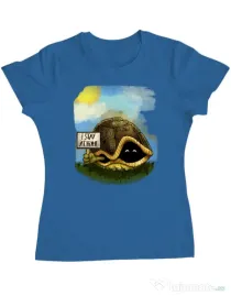 Tricou ADLER dama I stay home Albastru azuriu