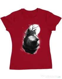 Tricou ADLER dama Night wolf Rosu