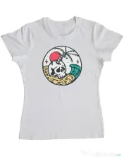 Tricou ADLER dama Skull and beach Alb