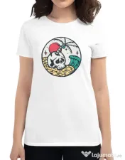 Tricou ADLER dama Skull and beach Alb