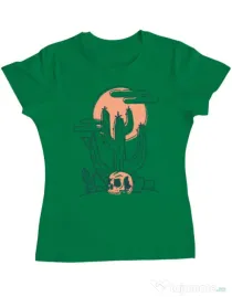 Tricou ADLER dama Skull and Cactus Verde mediu
