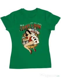 Tricou ADLER dama The lucky is now Verde mediu