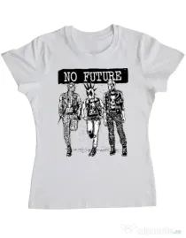 Tricou ADLER dama No future Alb