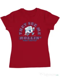Tricou ADLER dama They see me rollin Rosu