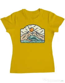 Tricou ADLER dama Mountain and wave Galben