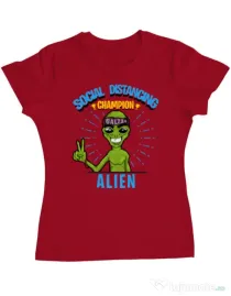 Tricou ADLER dama Social distancing Rosu