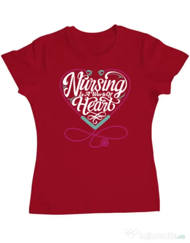 Tricou ADLER dama Work of heart Rosu