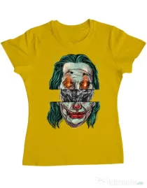 Tricou ADLER dama Joker skull Galben