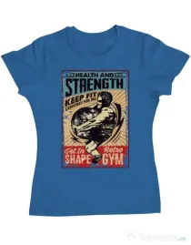 Tricou ADLER dama Health and strength Albastru azuriu