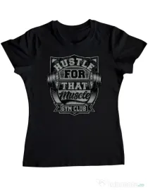 Tricou ADLER dama Hustle for that muscle Negru
