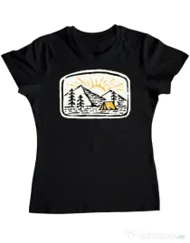 Tricou ADLER dama Hand drawn camp Negru