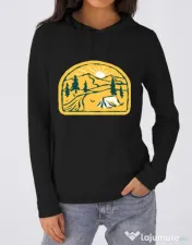 Hoodie dama cu gluga River camp Negru 