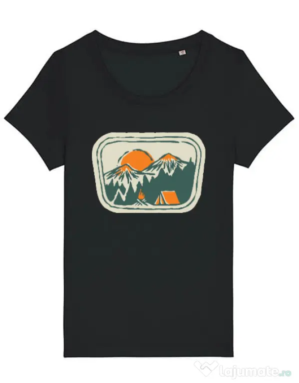 Tricou STANLEY STELLA dama Camping badge Negru