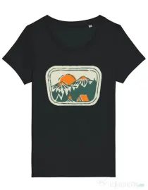Tricou STANLEY STELLA dama Camping badge Negru