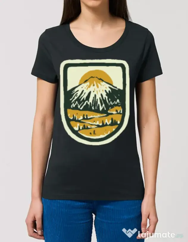 Tricou STANLEY STELLA dama Hand drawn mountains Negru