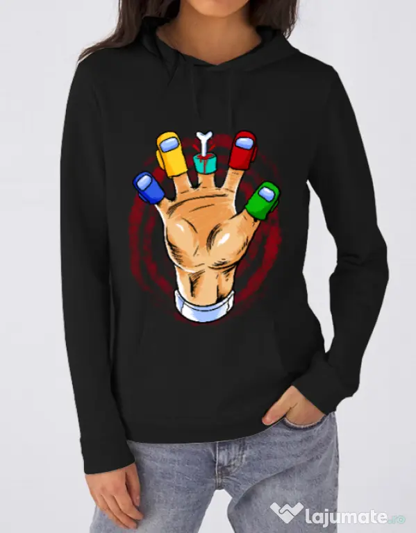 Hoodie dama cu gluga High five Negru