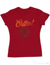 Tricou ADLER dama Coffee keeps me from killing you Rosu