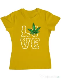 Tricou ADLER dama Love weed Galben