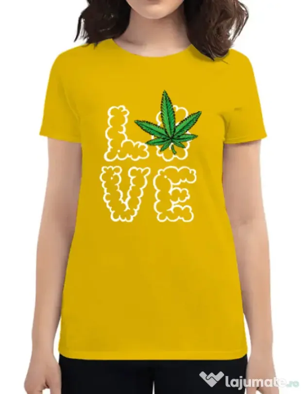 Tricou ADLER dama Love weed Galben
