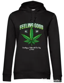 Hoodie dama cu gluga Good ganja Negru