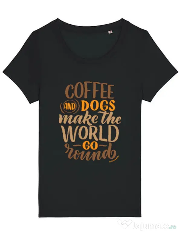 Tricou STANLEY STELLA dama Coffee and dogs Negru