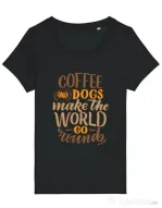 Tricou STANLEY STELLA dama Coffee and dogs Negru