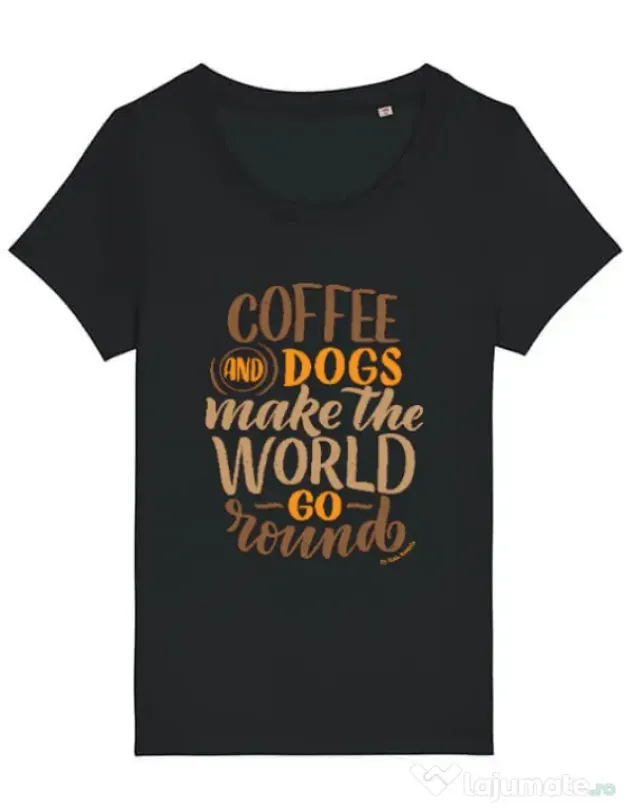 Tricou STANLEY STELLA dama Coffee and dogs Negru