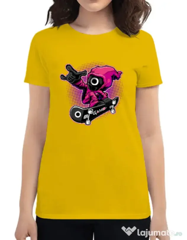 Tricou personalizat dama Squid Boy Galben