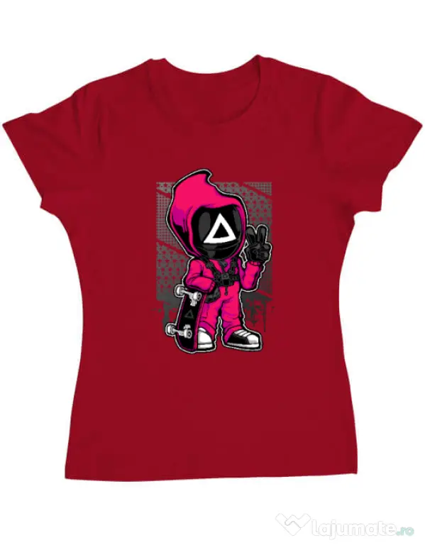 Tricou personalizat dama Squid Game 4 Rosu