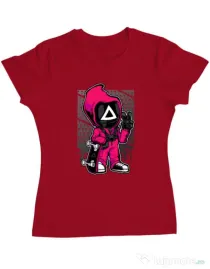 Tricou personalizat dama Squid Game 4 Rosu