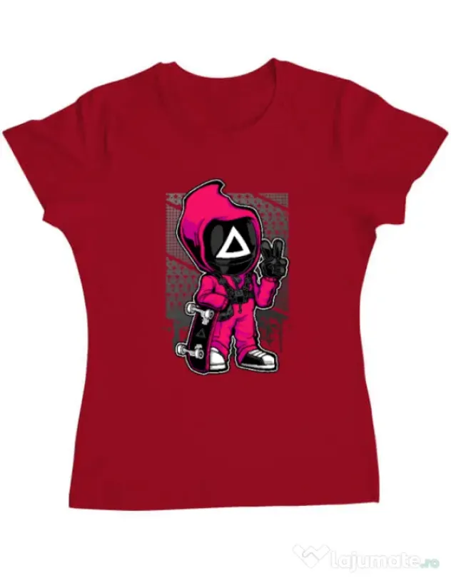 Tricou personalizat dama Squid Game 4 Rosu