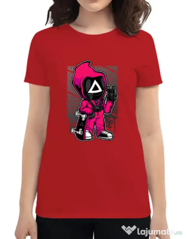 Tricou personalizat dama Squid Game 4 Rosu