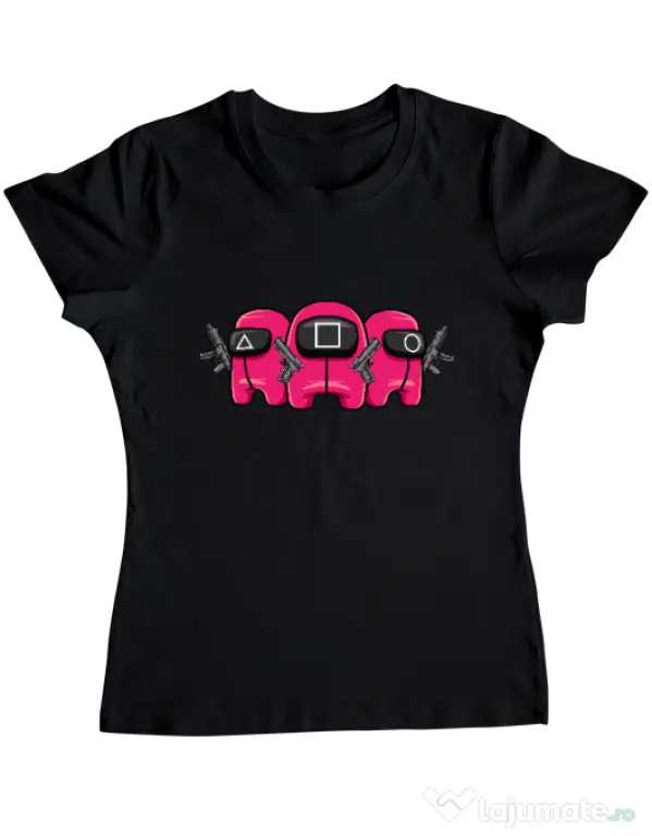 Tricou personalizat dama Squid Squad Negru