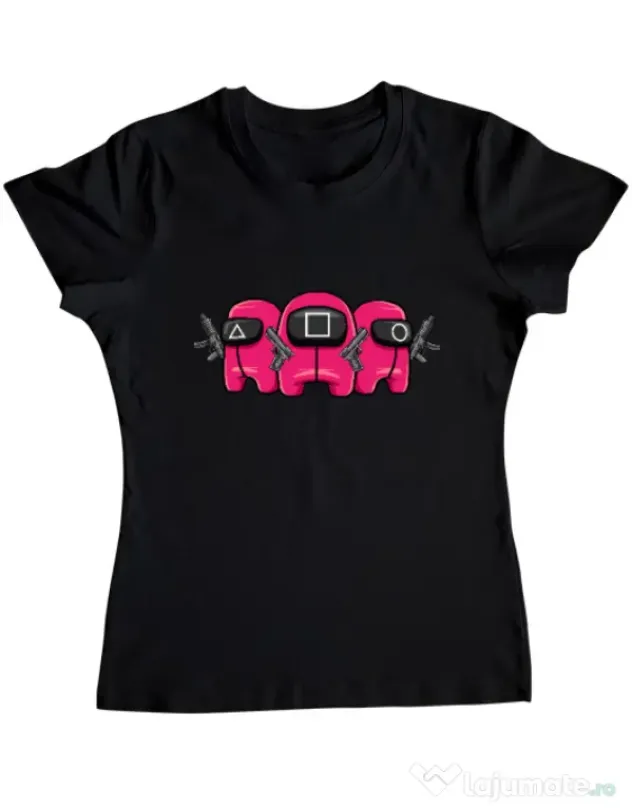 Tricou personalizat dama Squid Squad Negru
