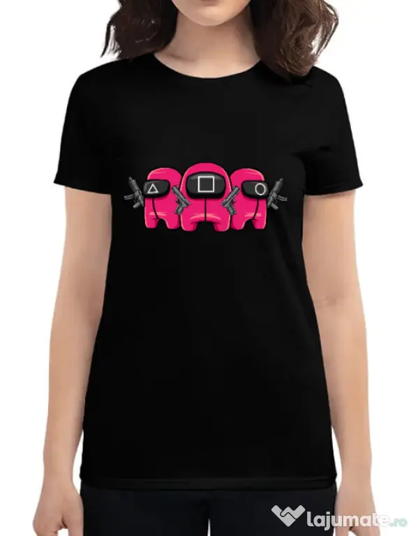 Tricou personalizat dama Squid Squad Negru