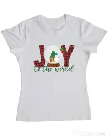 Tricou personalizat dama Joy to the world Alb