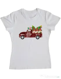 Tricou personalizat dama Merry Christmas Alb