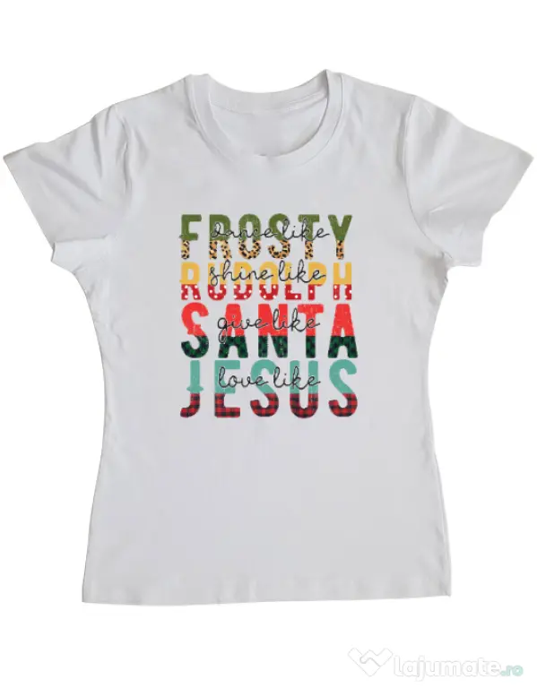 Tricou personalizat dama Like Christmas Alb