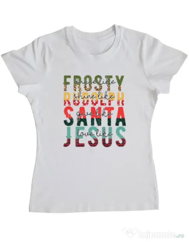 Tricou personalizat dama Like Christmas Alb