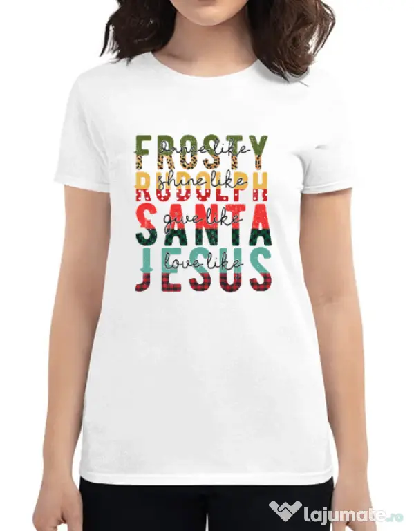 Tricou personalizat dama Like Christmas Alb