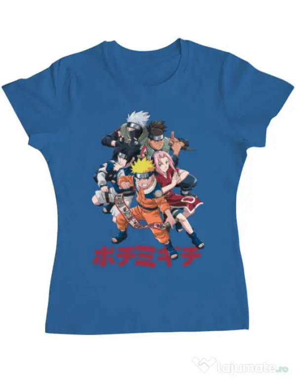 Tricou personalizat dama Naruto Ninja Team Albastru azuriu