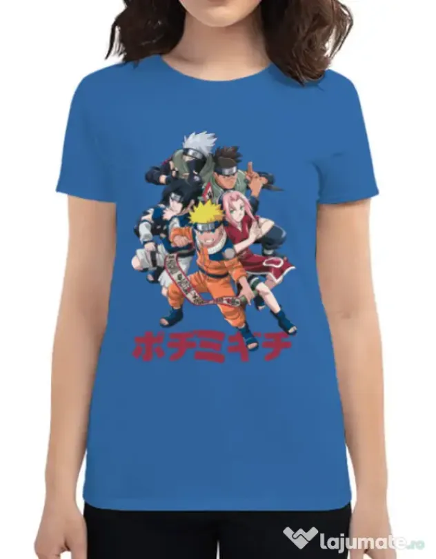 Tricou personalizat dama Naruto Ninja Team Albastru azuriu